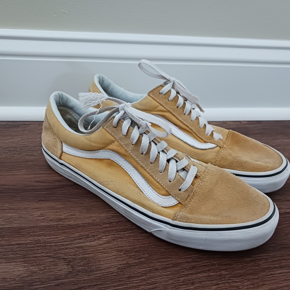 Vans Old Skool Mustard Yellow Suede Canvas Low Top Skate Shoes Mens 11 751505